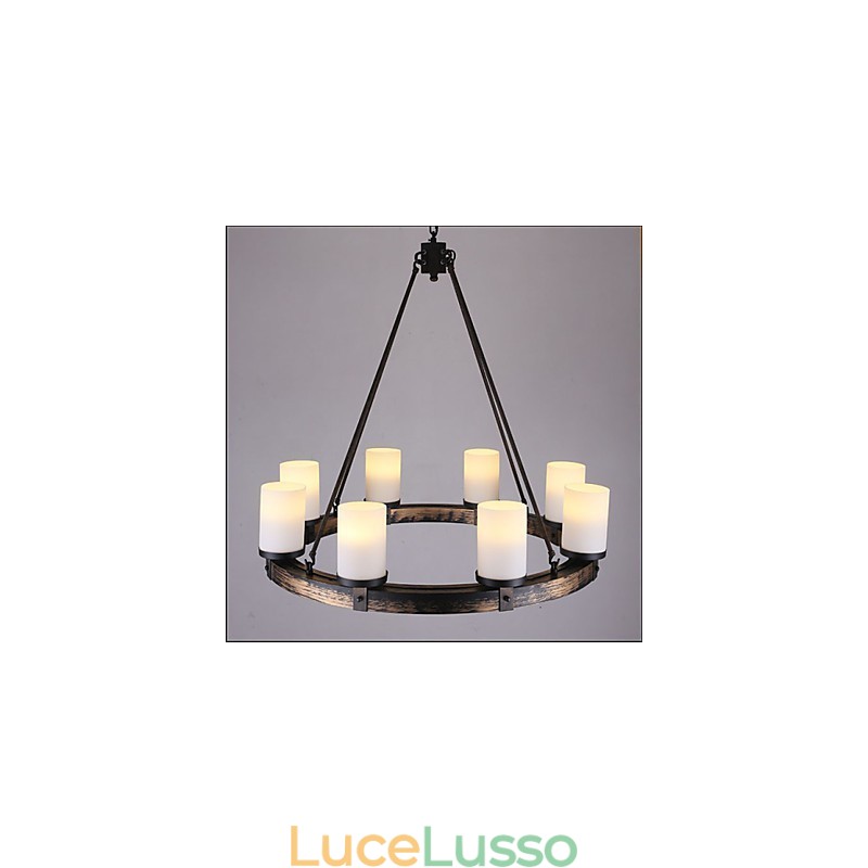 Lampadario in legno antico vintage