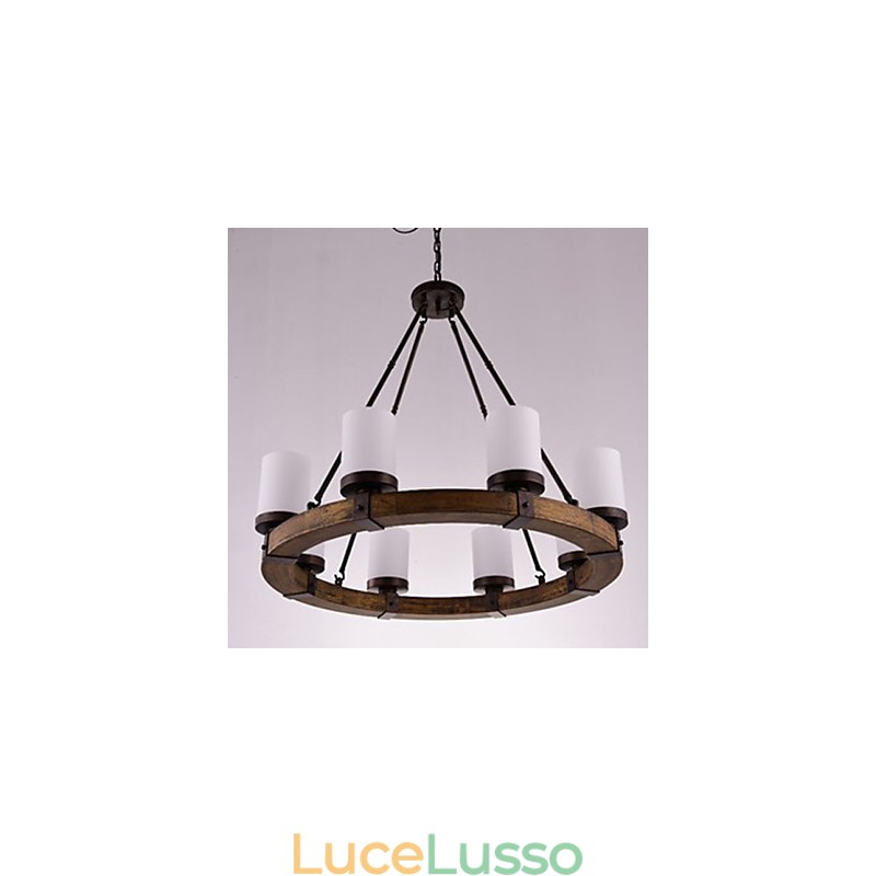Lampadario in legno antico vintage