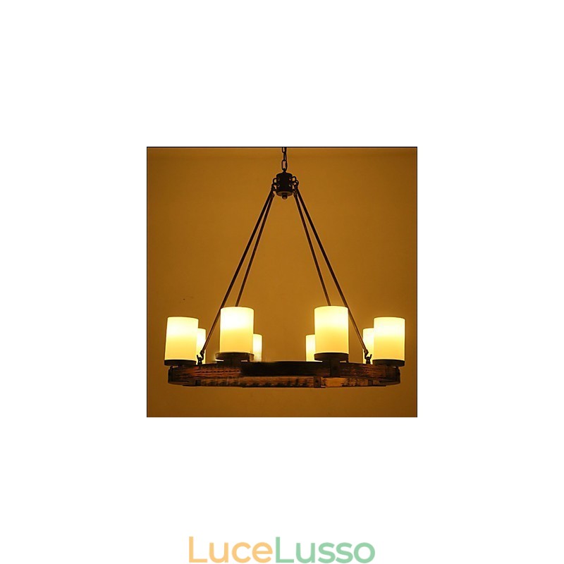 Lampadario in legno antico vintage