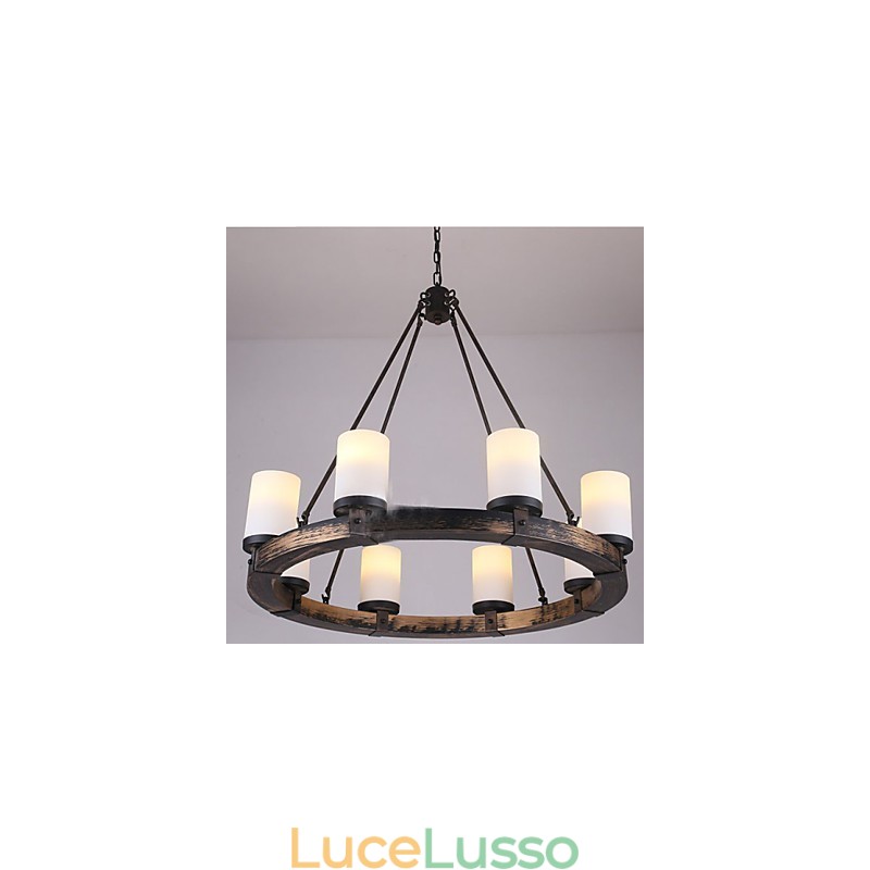 Lampadario in legno antico vintage