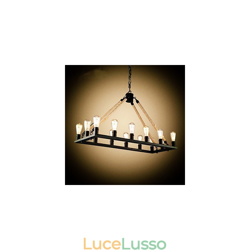Lampada a sospensione in metallo dipinta da designer di campagna