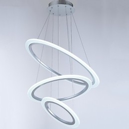 Lampada a sospensione in acrilico, lampadario, illuminazione da soffitto con 3 anelli fai da te