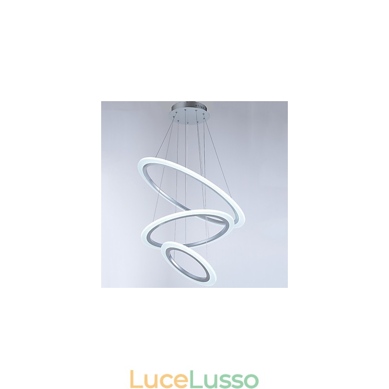Lampada a sospensione in acrilico, lampadario, illuminazione da soffitto con 3 anelli fai da te