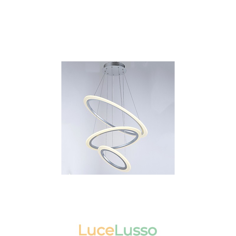 Lampada a sospensione in acrilico, lampadario, illuminazione da soffitto con 3 anelli fai da te