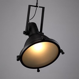 Lampada a sospensione in ferro retrò nero e paralume in vetro Negozio