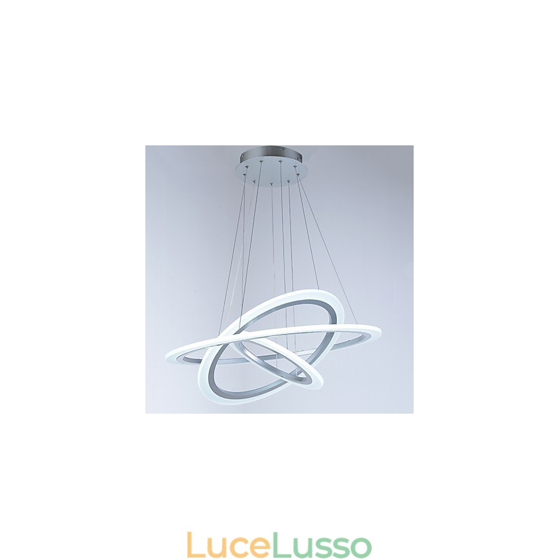 Lampada a sospensione in acrilico, lampadario, illuminazione da soffitto con 3 anelli fai da te