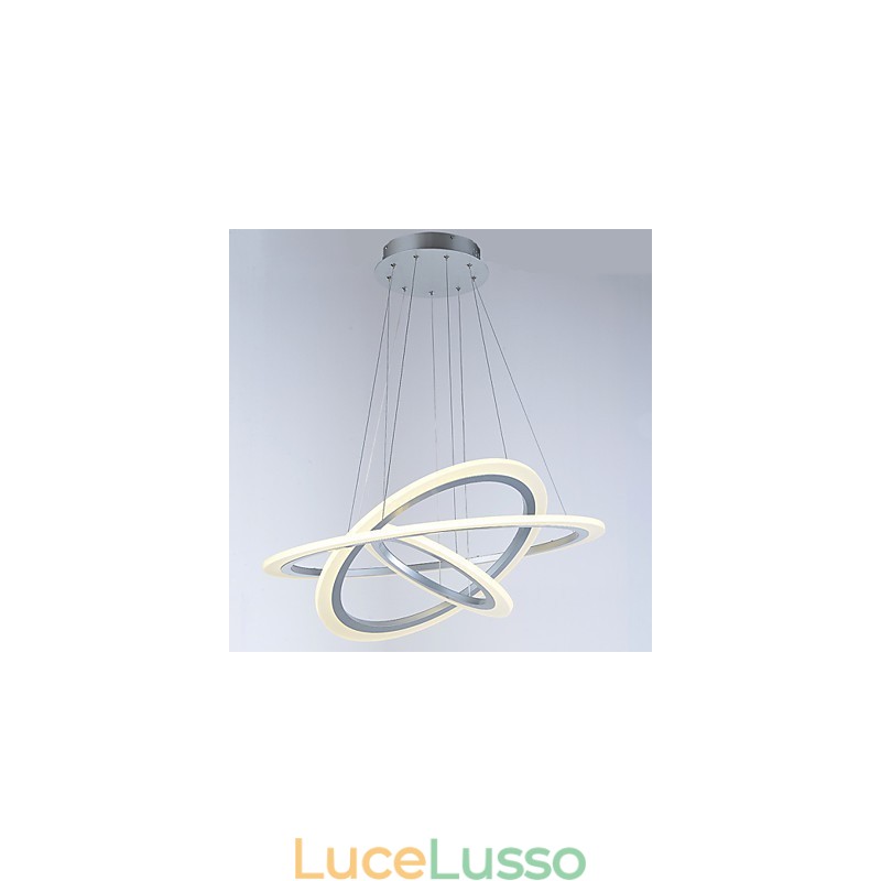 Lampada a sospensione in acrilico, lampadario, illuminazione da soffitto con 3 anelli fai da te