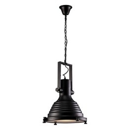 Lampada a sospensione in ferro retrò nero e paralume in vetro Negozio