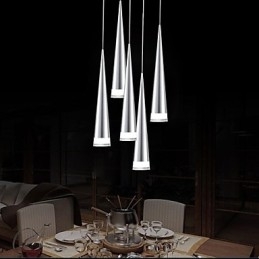 Lampada a sospensione moderna in metallo cromato contemporaneo