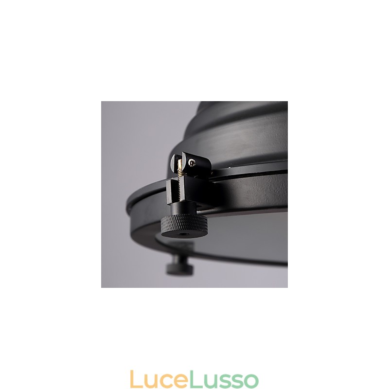 Lampada a sospensione in ferro retrò nero e paralume in vetro Negozio