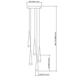 Lampada a sospensione moderna in metallo cromato contemporaneo