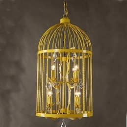 Lampadario vintage in gabbia di ferro per scale, cristallo A