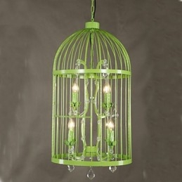 Lampadario vintage in gabbia di ferro per scale, cristallo A