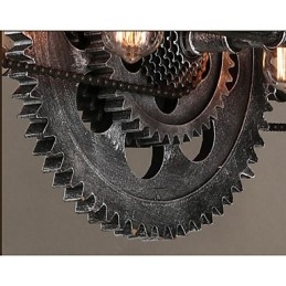 Lampadario in tubo di ferro Lampada a sospensione con ingranaggio eolico industriale