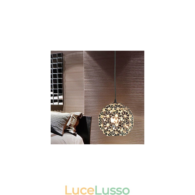 Lampada a sospensione moderna e contemporanea in cristallo a globo in stile mini elettroplaccato
