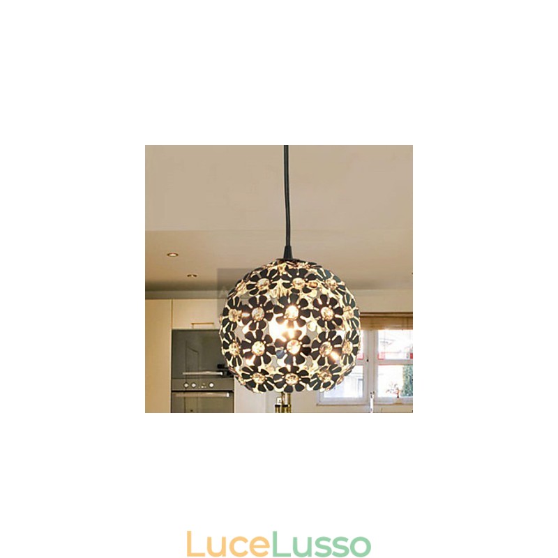 Lampada a sospensione moderna e contemporanea in cristallo a globo in stile mini elettroplaccato
