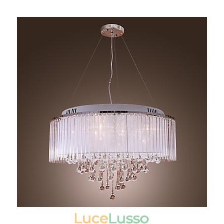 Lampada a sospensione elettrolitica in cristallo a tamburo moderno e contemporaneo Lampada a sospensione elettrolitica in cristallo a tamburo moderno e contemporaneo