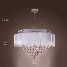 Lampada a sospensione elettrolitica in cristallo a tamburo moderno e contemporaneo