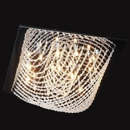 Lampadario tradizionale classico in metallo cromato di cristallo