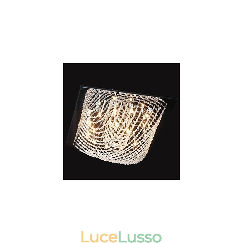 Lampadario tradizionale classico in metallo cromato di cristallo