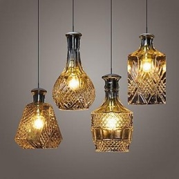 Lampada in vetro di cristallo 4 luci paralume minimalista luci bottiglia