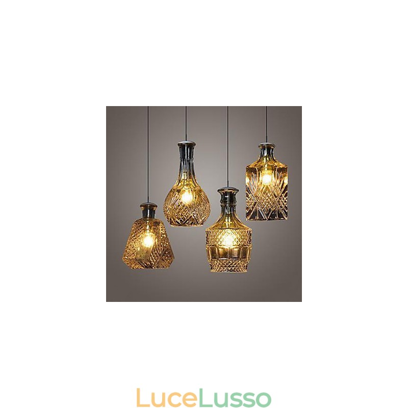 Lampada in vetro di cristallo 4 luci paralume minimalista luci bottiglia