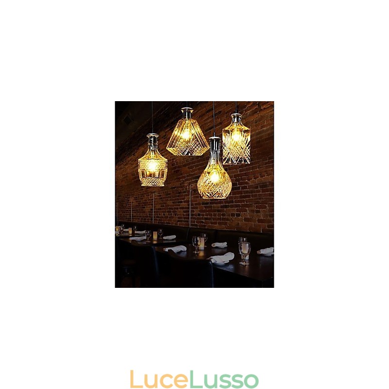 Lampada in vetro di cristallo 4 luci paralume minimalista luci bottiglia