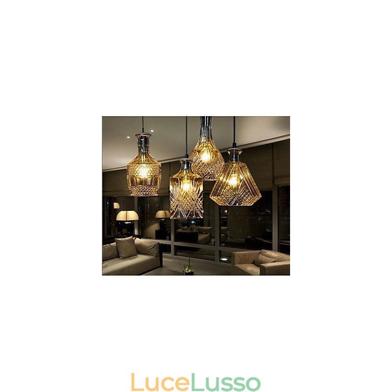 Lampada in vetro di cristallo 4 luci paralume minimalista luci bottiglia