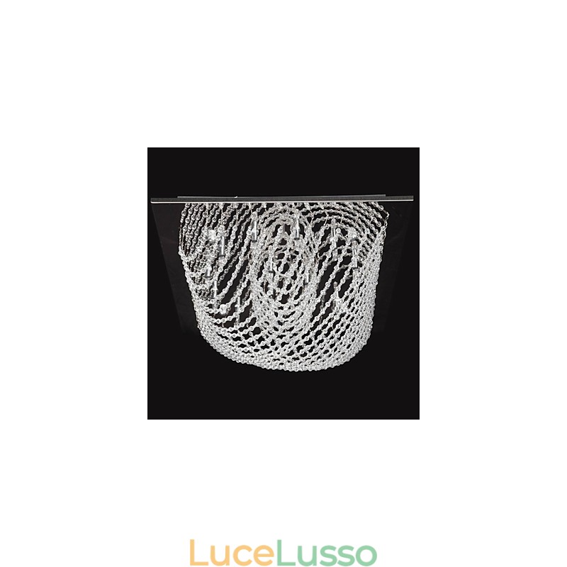 Lampadario tradizionale classico in metallo cromato di cristallo