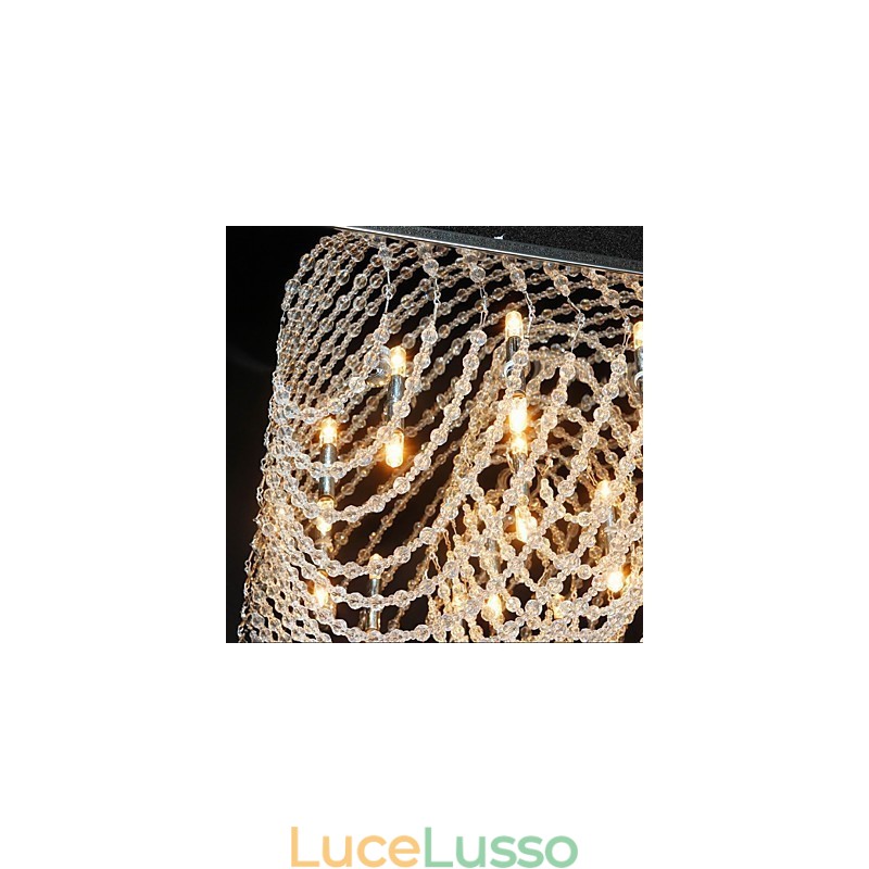 Lampadario tradizionale classico in metallo cromato di cristallo