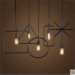 Lampadario in ferro battuto a forma di testa retrò americano individuale a 5 teste