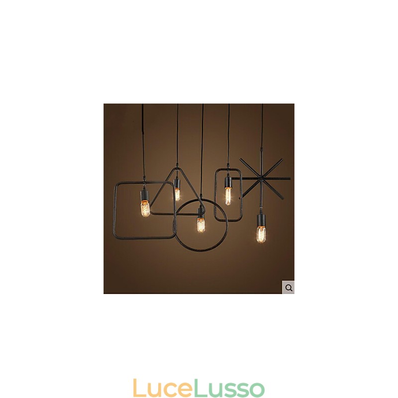 Lampadario in ferro battuto a forma di testa retrò americano individuale a 5 teste