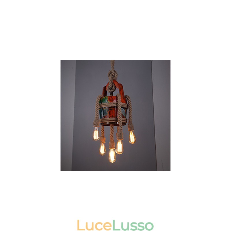 Lampadario a padiglione in canapa di campagna americana Lampadario Modello retrò di prodotti brevettati