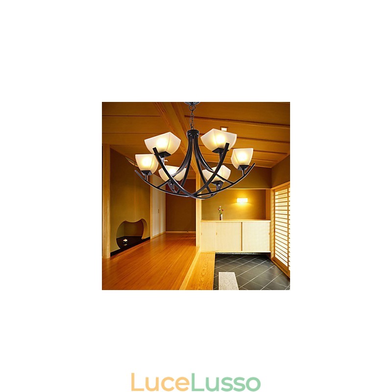 Lampada a sospensione di ispirazione antica con 6 luci