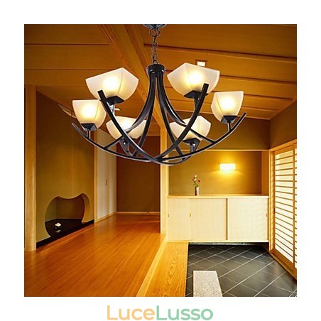 Lampada a sospensione di ispirazione antica con 6 luci Lampada a sospensione di ispirazione antica con 6 luci