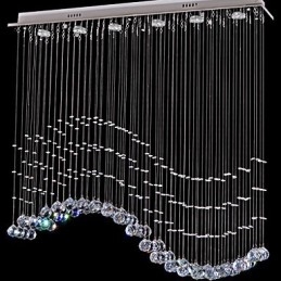Lampada a sospensione 6 luci moderna argento baldacchino cristallo trasparente onde apparecchi di illuminazione da soffitto