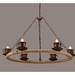 Lampadario in corda eolica in ceramica, lampadario retrò in ferro semplice