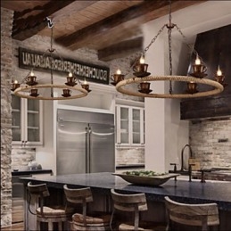 Lampadario in corda eolica in ceramica, lampadario retrò in ferro semplice