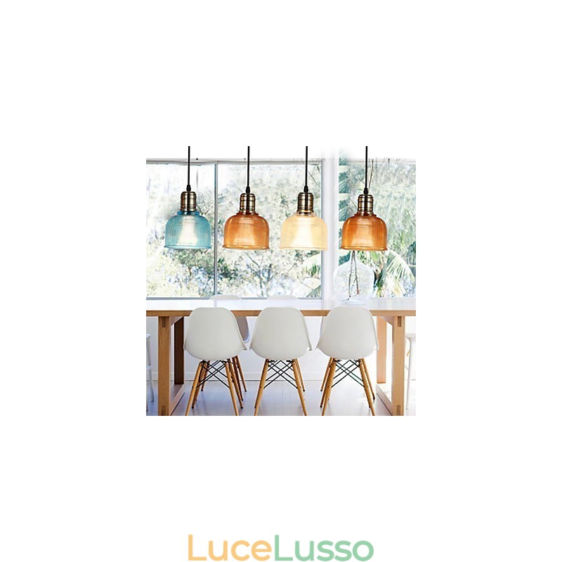 Lampadario nordico in vetro colorato con piccola goccia che restaura i modi antichi