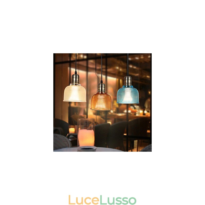 Lampadario nordico in vetro colorato con piccola goccia che restaura i modi antichi