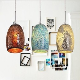 Lampada a sospensione in metallo con pittura d'epoca classica tradizionale