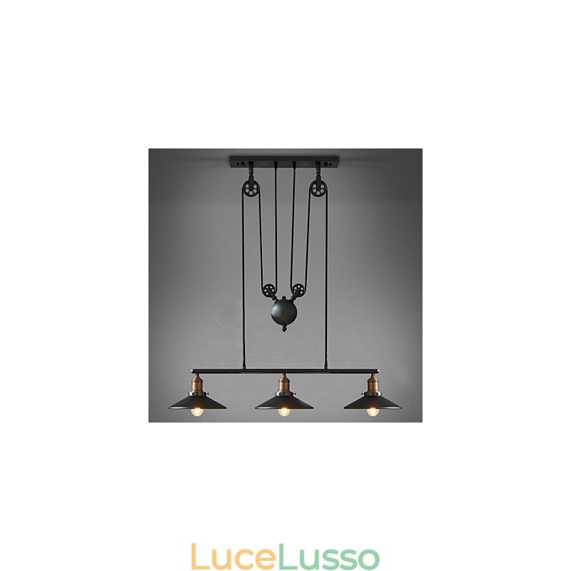 Lampade a sospensione Vintage 3 luci ST64 Lampadine incluse Sistema Up and Down
