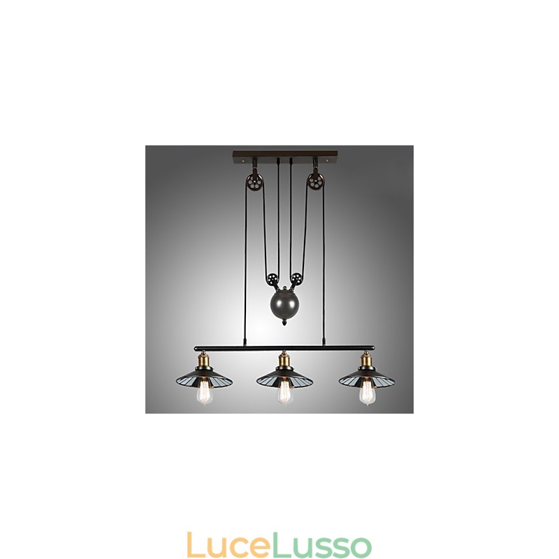 Lampade a sospensione Vintage 3 luci ST64 Lampadine incluse Sistema Up and Down