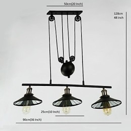 Lampade a sospensione Vintage 3 luci ST64 Lampadine incluse Sistema Up and Down