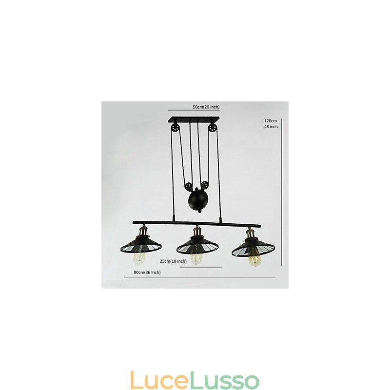 Lampade a sospensione Vintage 3 luci ST64 Lampadine incluse Sistema Up and Down