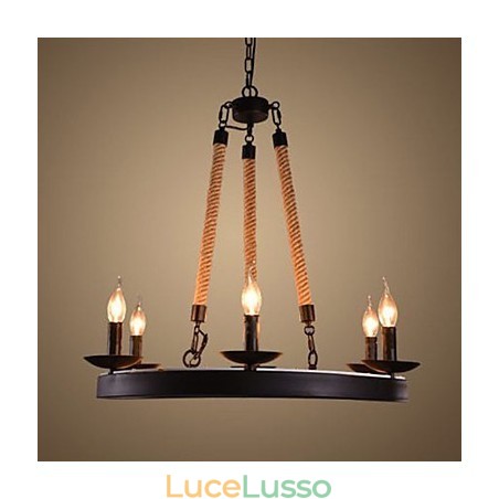 Il lampadario in corda di ferro del caffè Il lampadario in corda di ferro del caffè