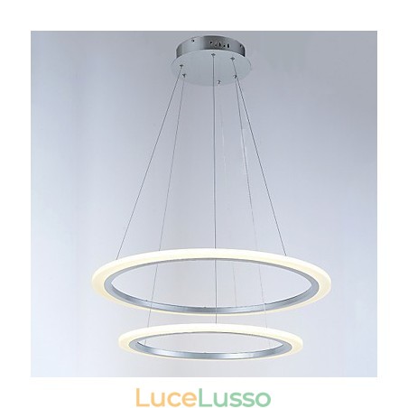 Lampadario moderno a 2 anelli con lampada a sospensione Lampadario moderno a 2 anelli con lampada a sospensione