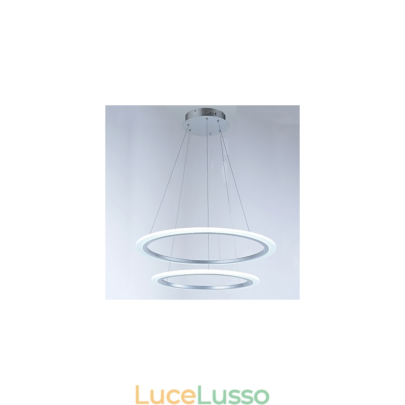 Lampadario moderno a 2 anelli con lampada a sospensione