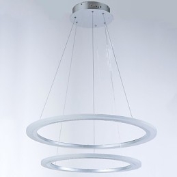 Lampadario moderno a 2 anelli con lampada a sospensione