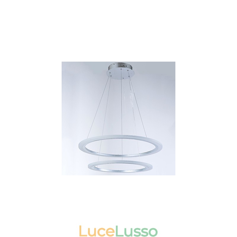Lampadario moderno a 2 anelli con lampada a sospensione